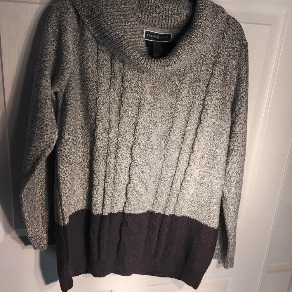 Scott Gray and Purple Cowl Neck Sweater